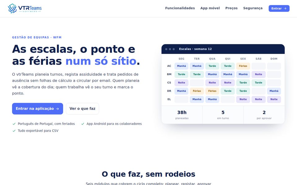 Ecrã do vtrTeams